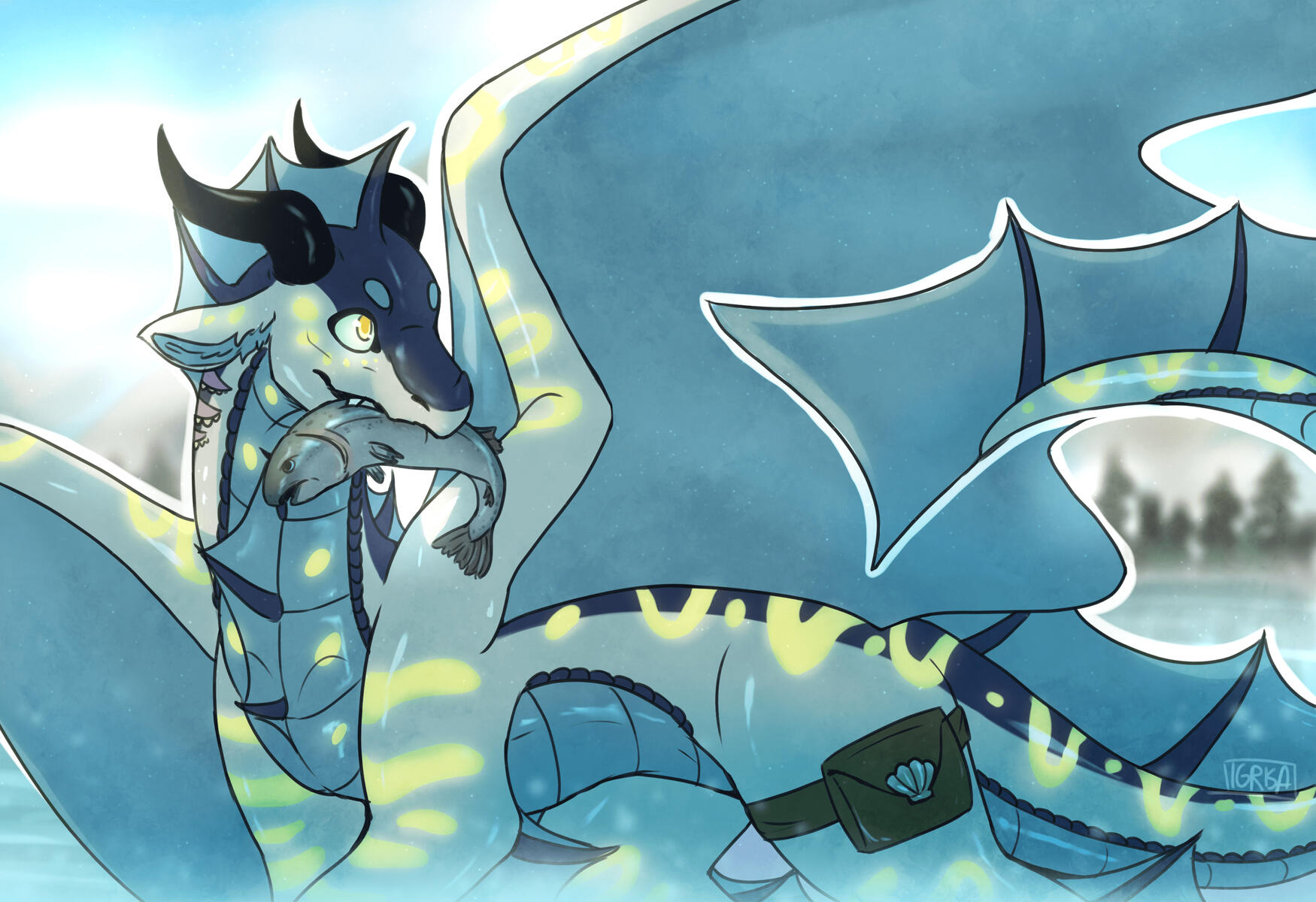 Simple shaded halfbody with simple scenery